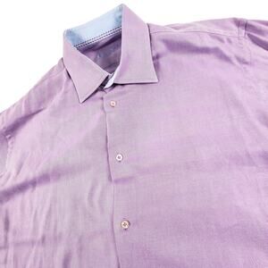 Robert Graham Flip Cuff Embroidered Button Up Long Sleeve Shirt Men's Size 17